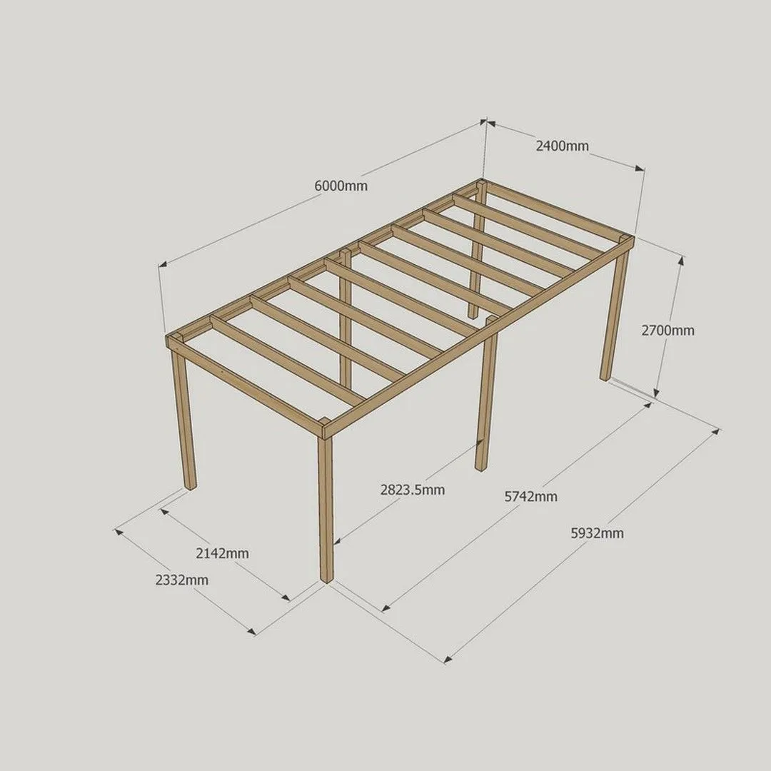 Rutland County Garden Furniture Ltd Garden Pergola 6 Posts - Wood - L240 x W600 x H270 cm - Light Green in Brown 4