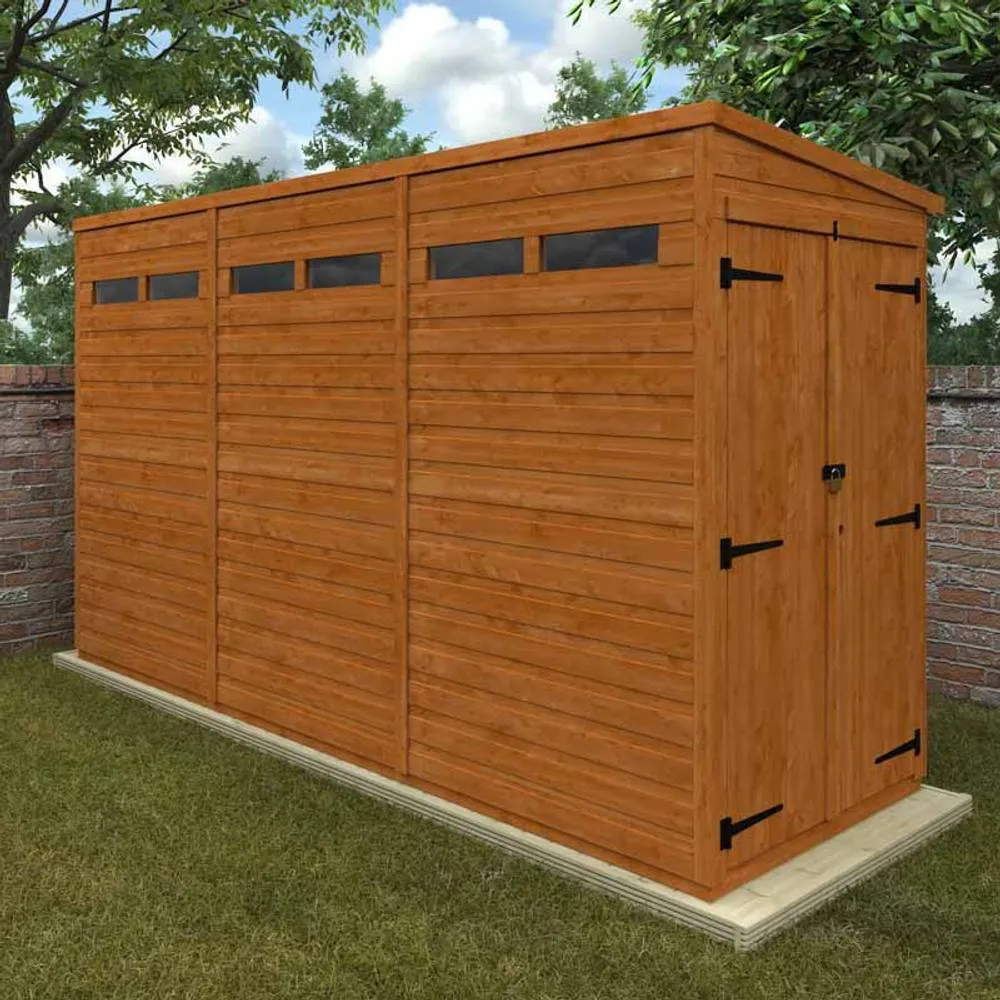 Buttercup Farm 12x4 Flex Pent Security Doubel Door 12mm Flex - L353.8xW115xH203 cm in Burnt Orange 2