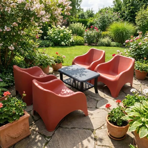Clara Coffee Table with 4 Vernelle Relax Chairs