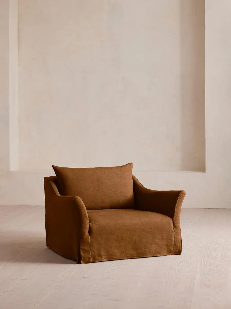Roma Loveseat, Linen, Terracotta