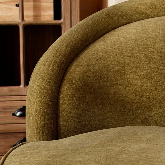 Amina Olive Chenille Ball Foot Tub Chair 3