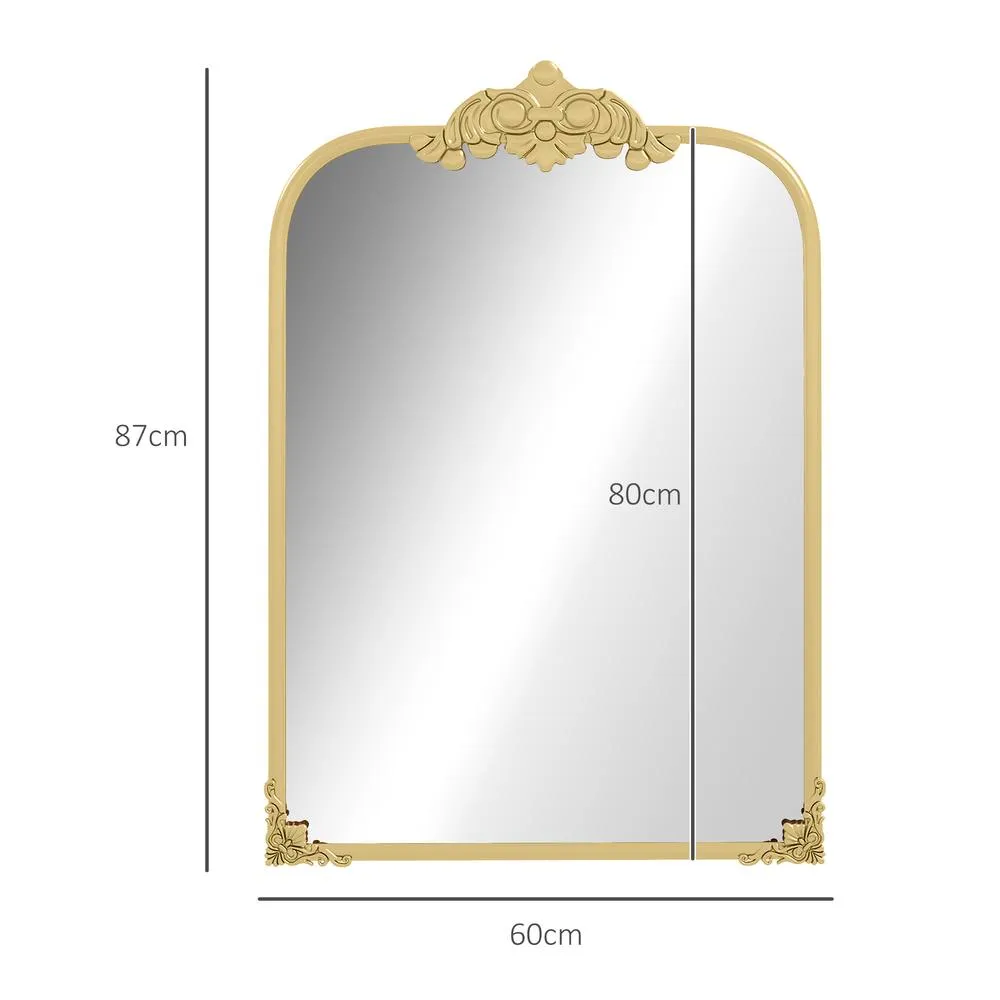 HOMCOM Wall Mirror, Decorative Baroque Mirror with Metal Frame, Gold Tone 3