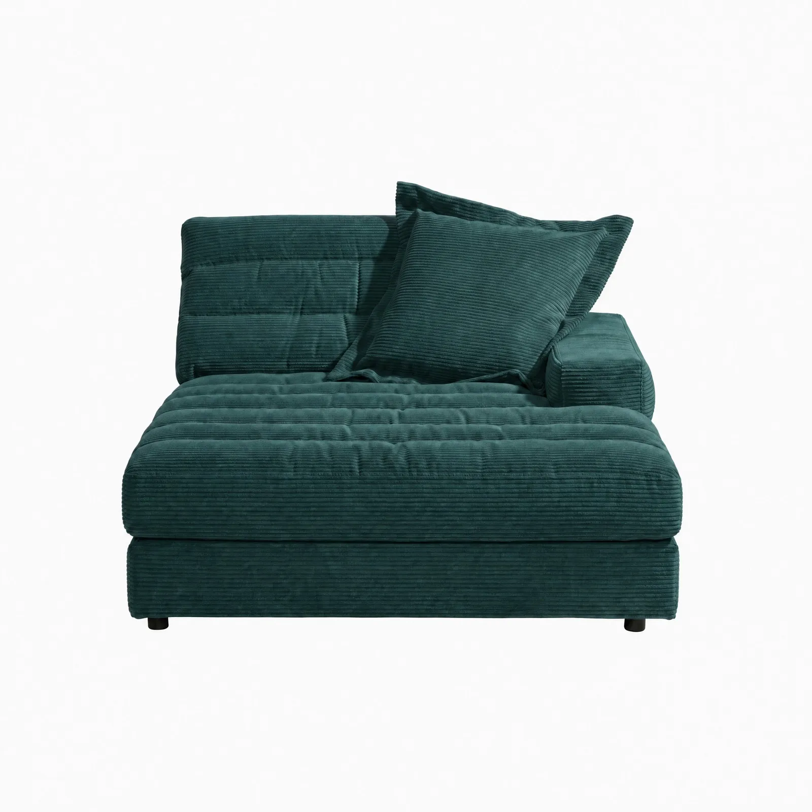 Twain Long Longchair Armrest Right Modular Sofa, Green Fabric | Barker & Stonehouse 2