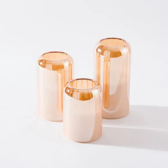 Set of 3 Amber Glass Domed LED Candles 3