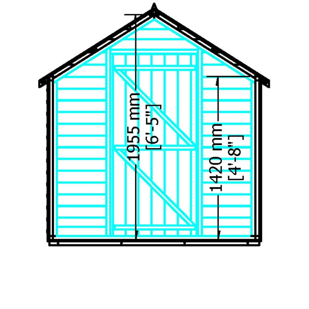 Shires Overlap 8 x 6 Feet Pressure Treated Value Range Shed Single Door in Grey 4