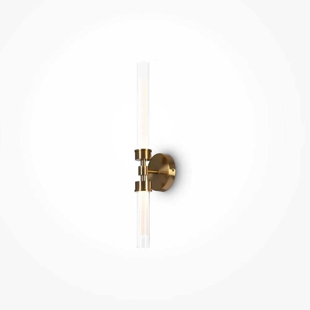 Netlighting Maytoni Stelo Modern 2 Light Integrated LED Wall Lamp Brass 3000K in Gold