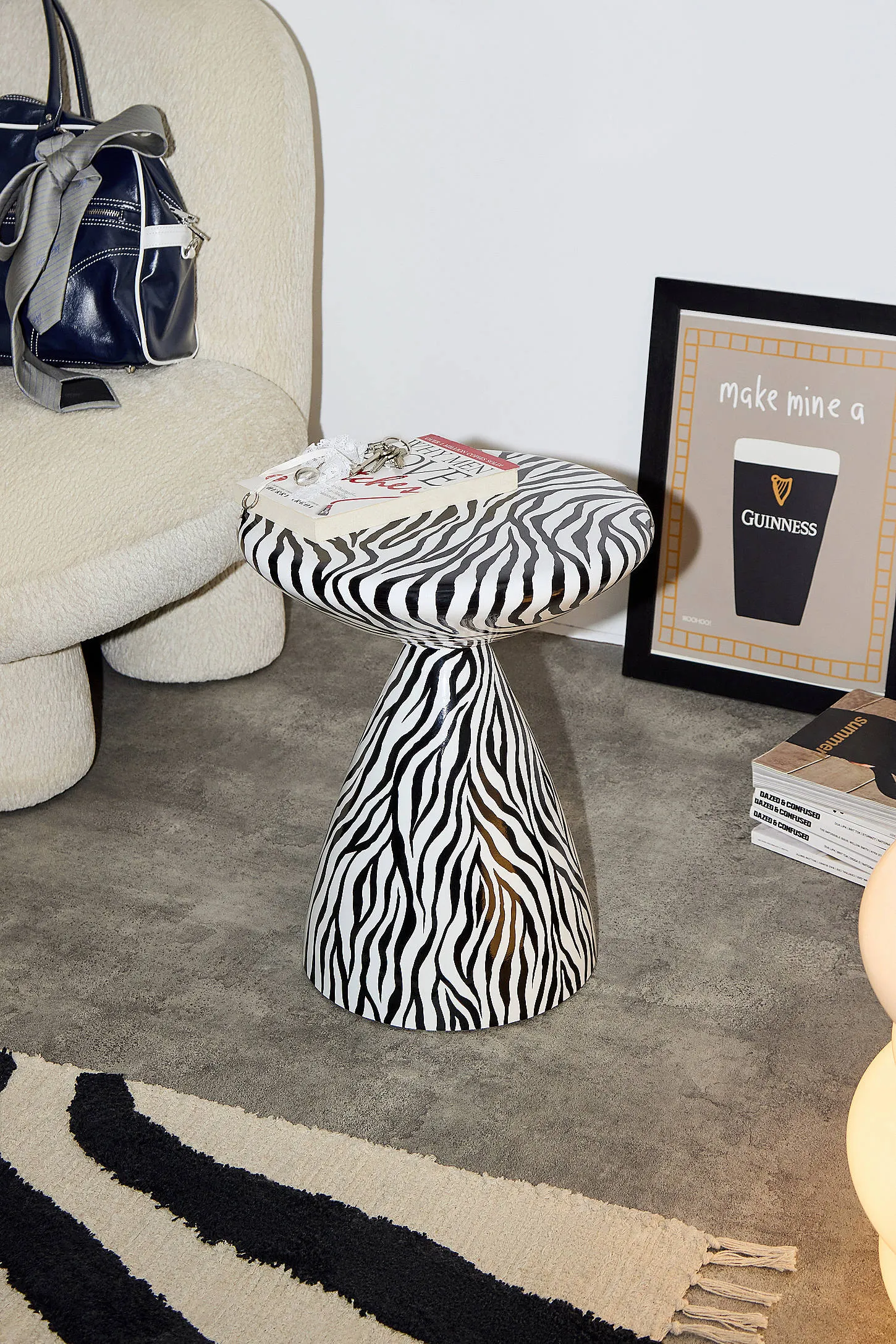 Hudson Zebra Side Table - Black/White