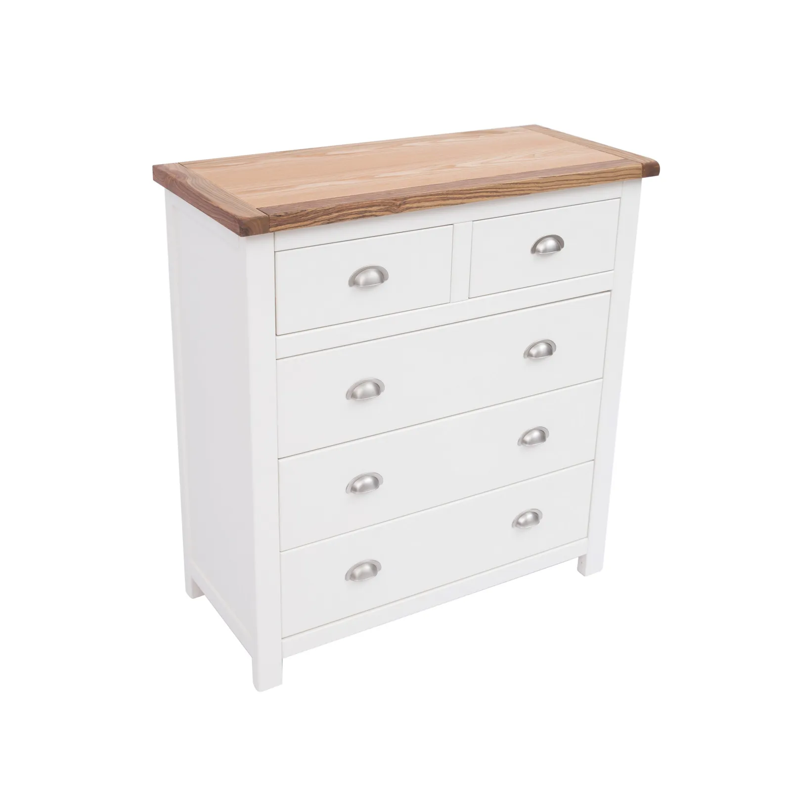 Cabinet Bits Lovere 5 Drawer Chest of Drawers Chrome Cup Handle in Off-White 3