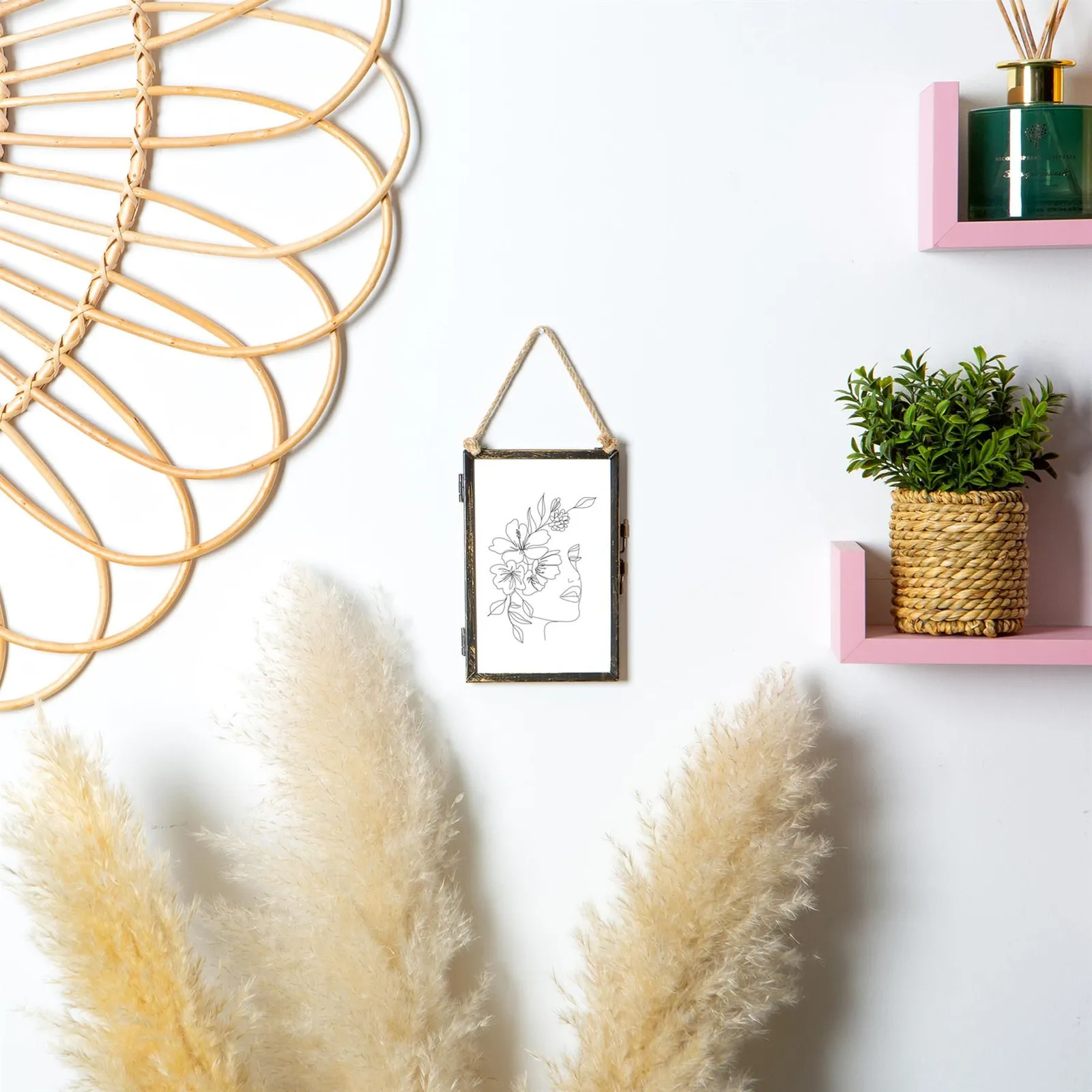 Nicola Spring Hanging Metal Photo Frame - 4" x 6" - Black - Picture Frame Wall Mounted Frame with Rope 4