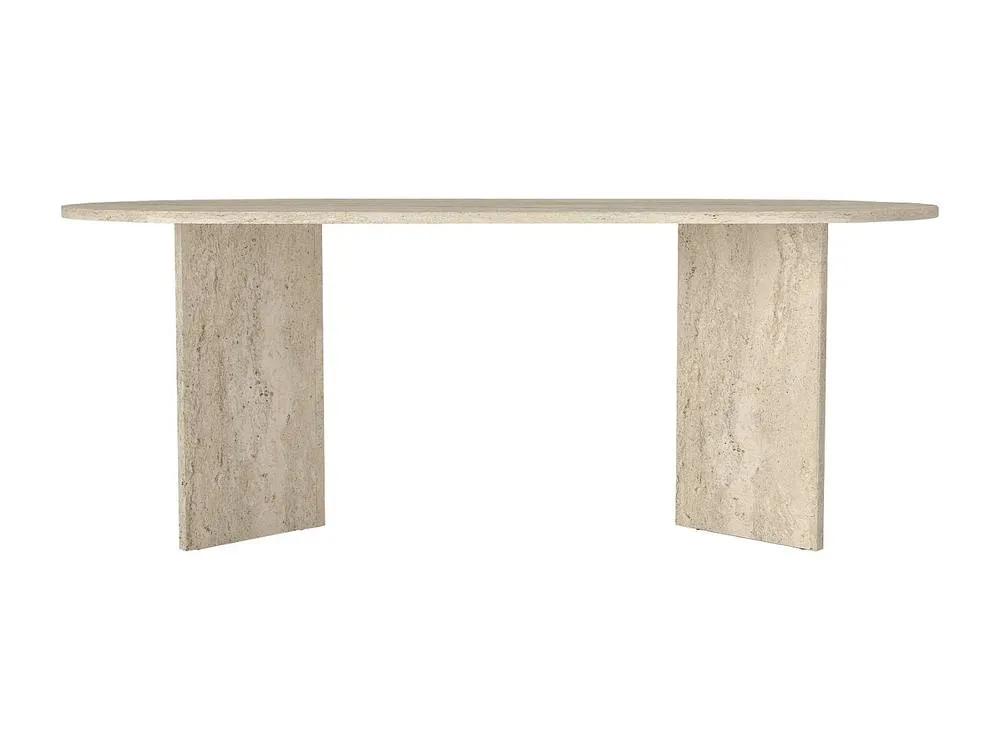 Vente-unique 8-Seater Dining Table - Beige Travertine Effect - TOPANIA 6