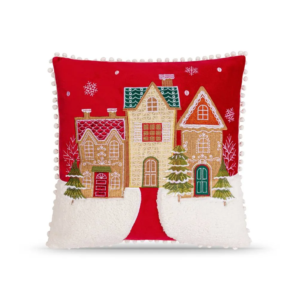 Luxury Living Christmas Gingerbread House Cushion in Red