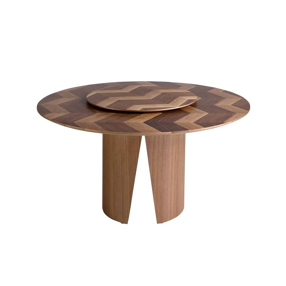 Angel Cerda Round Walnut Dining Table 150 cm Dia x 76 cm, Seats 6 in Brown 2