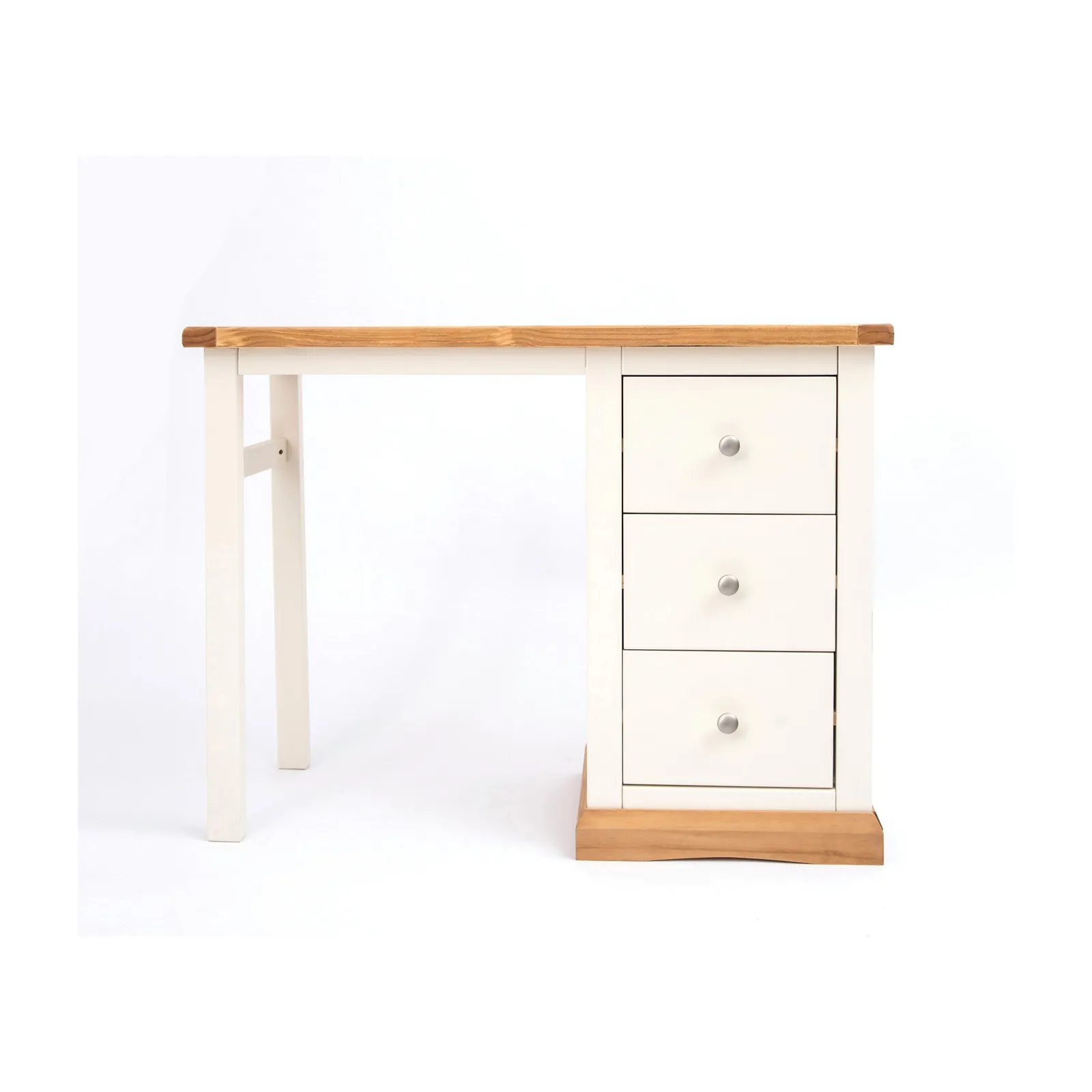 Cabinet Bits Trevi 3 Drawer Desk - Dressing Table Chrome Knob in Off-White