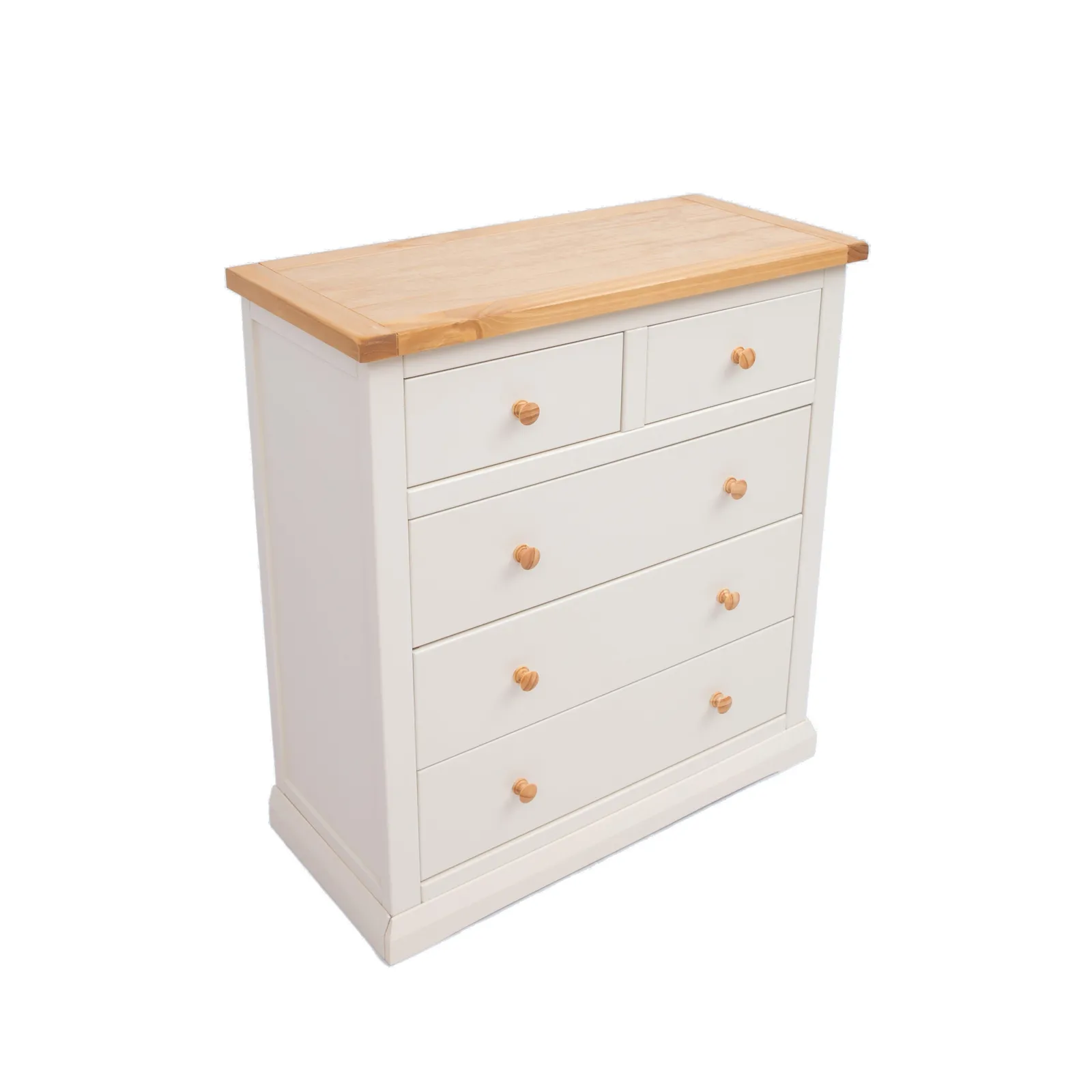 Cabinet Bits Castelli 5 Drawer Chest of Drawers Wood Knob in Off-White 3