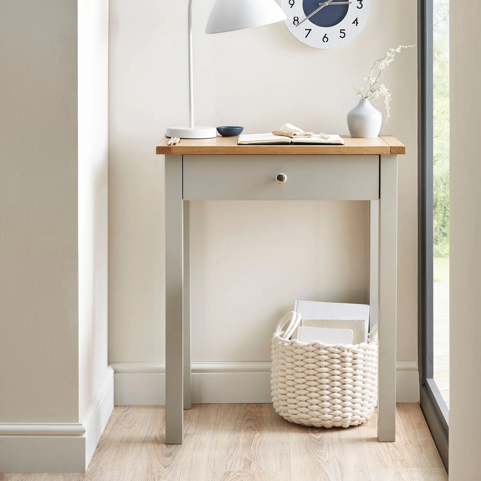 Bromley Grey Compact Desk Grey/Brown