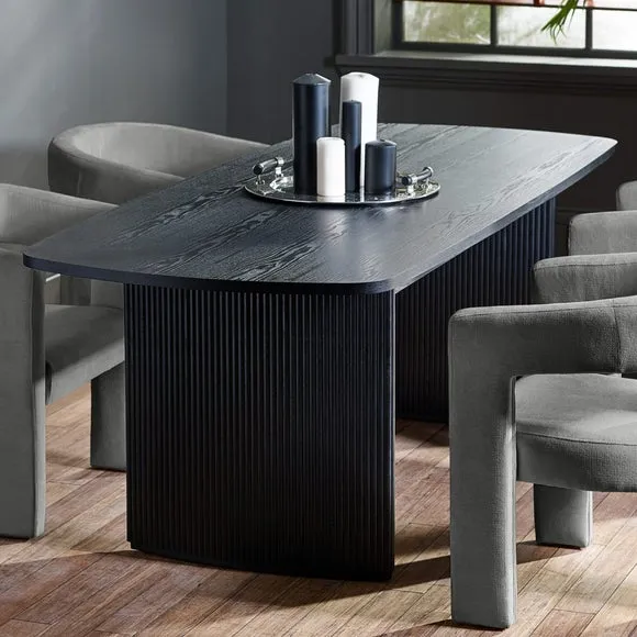 Louis Black Fluted Extending Dining Table