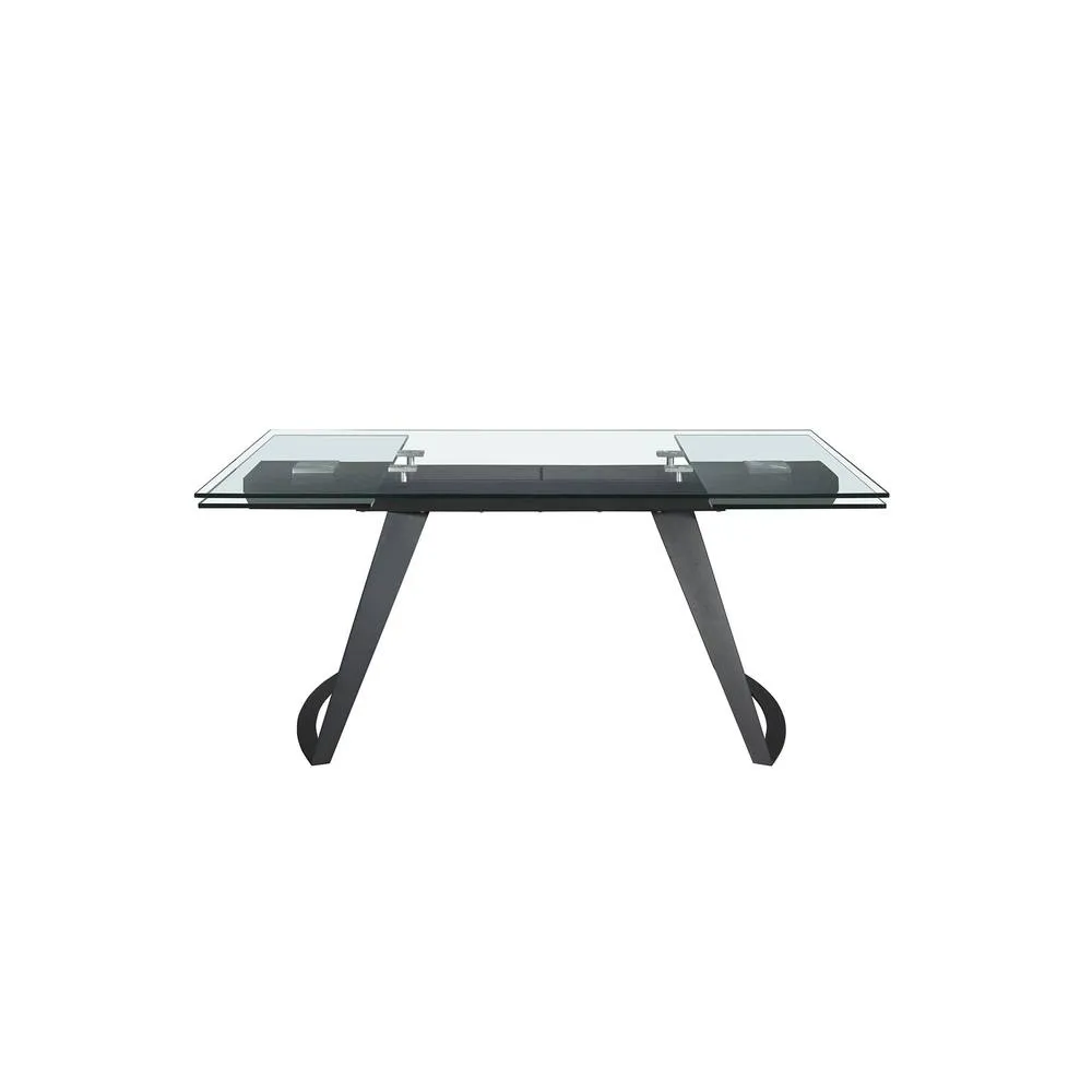 Angel Cerda Rectangular Extendable Dining Table - Tempered Glass in Black 2