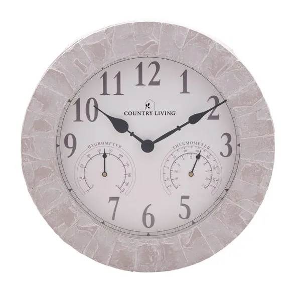 Country Living Stone Effect Indoor Outdoor Wall Clock