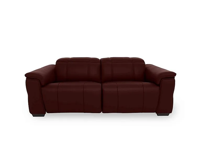Inca NC Leather 3 Seater Power Recliner Sofa with Power Headrests - Ruby
