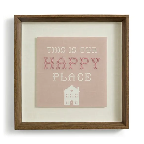 Happy Place Embroidered Framed Print 3