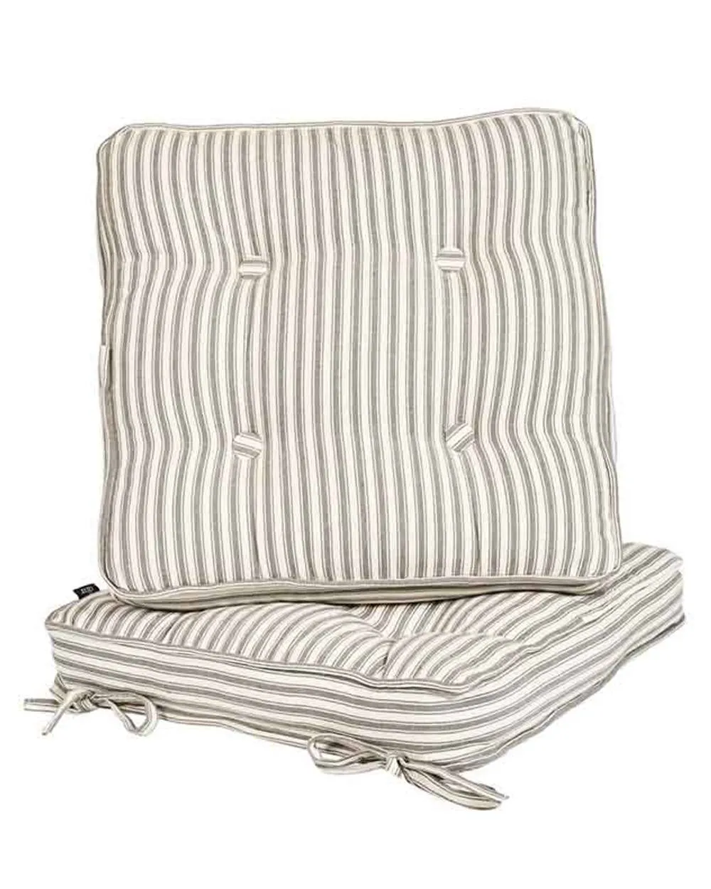 Dibor Set of 2 Grey Striped Square Summer Outdoor Garden Chair Seat Pad Cushions W45 x L45cm 2