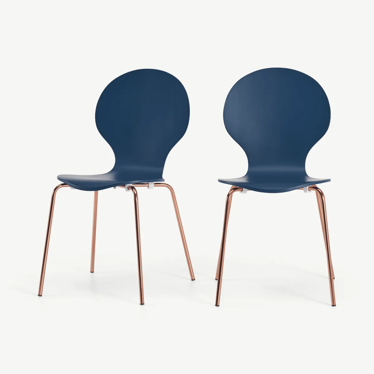 Set of 2 Kitsch Dining Chairs, Blue and Copper 