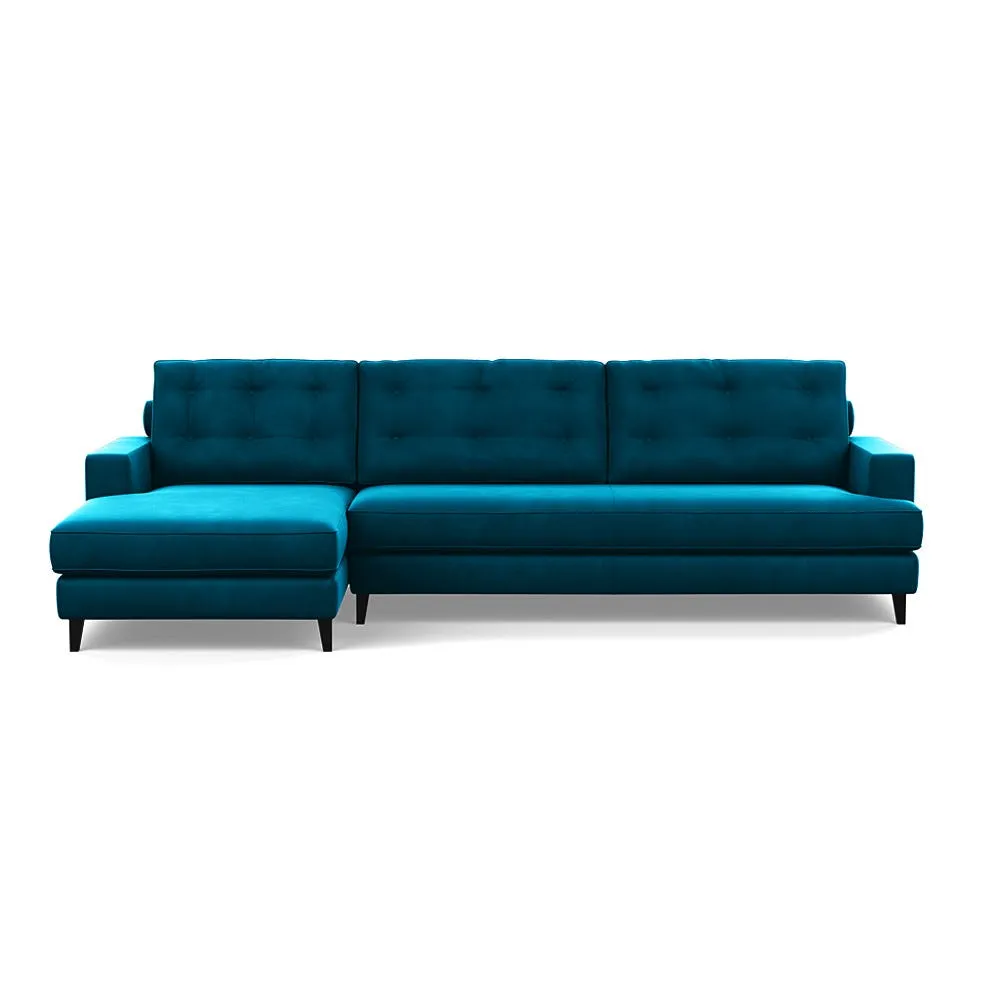 Heal's Mistral Left Hand Corner Sofa Velvet Teal Black Feet 1