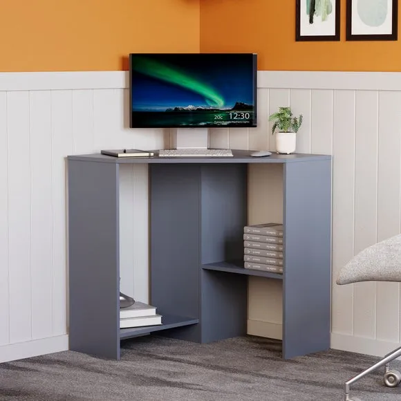 Hetton 2 Shelf Corner Desk 3