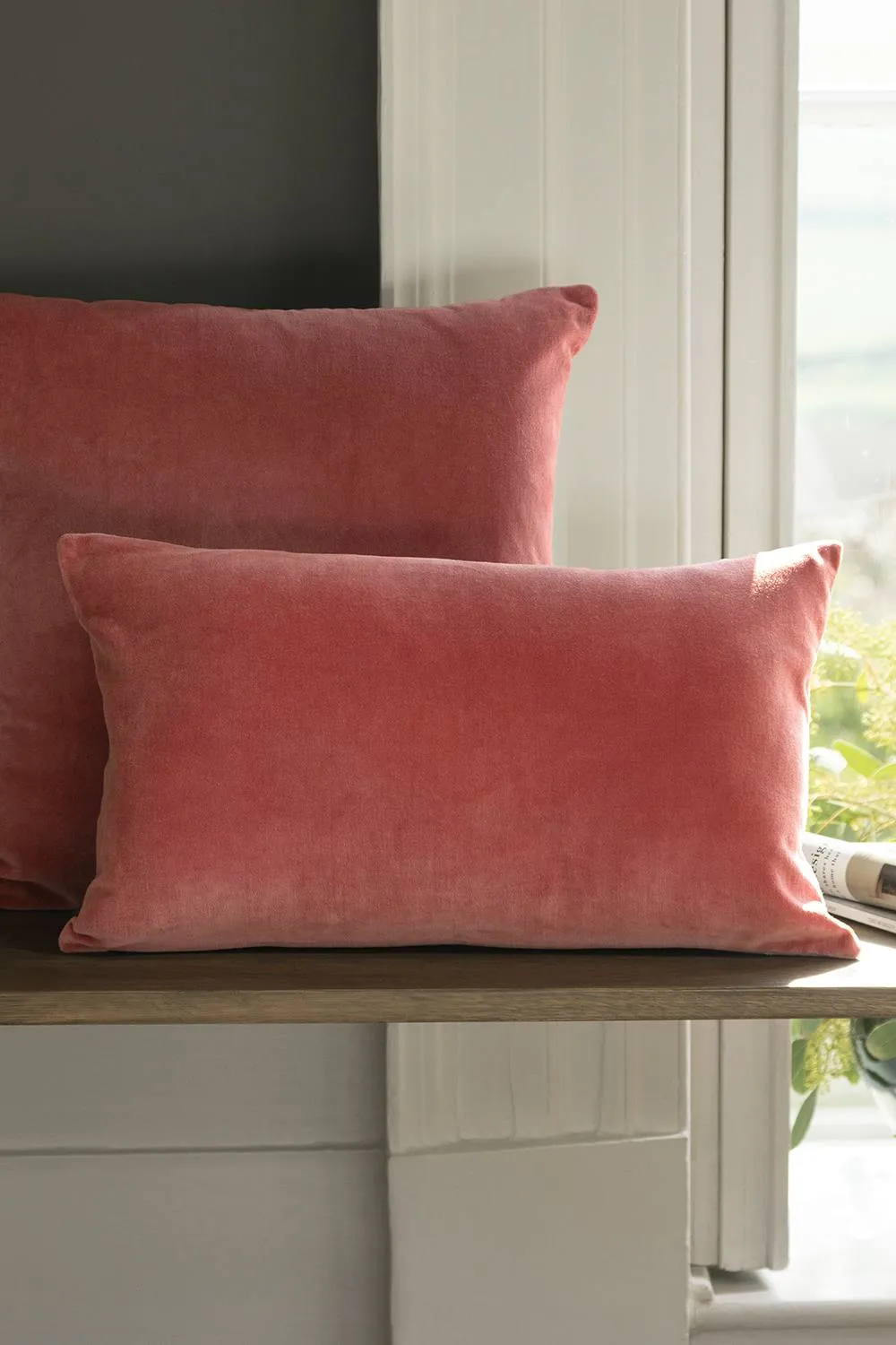 CHRISTY Luxury Filled Velvet 'Jaipur' Square Cushions in Dark Pink 2