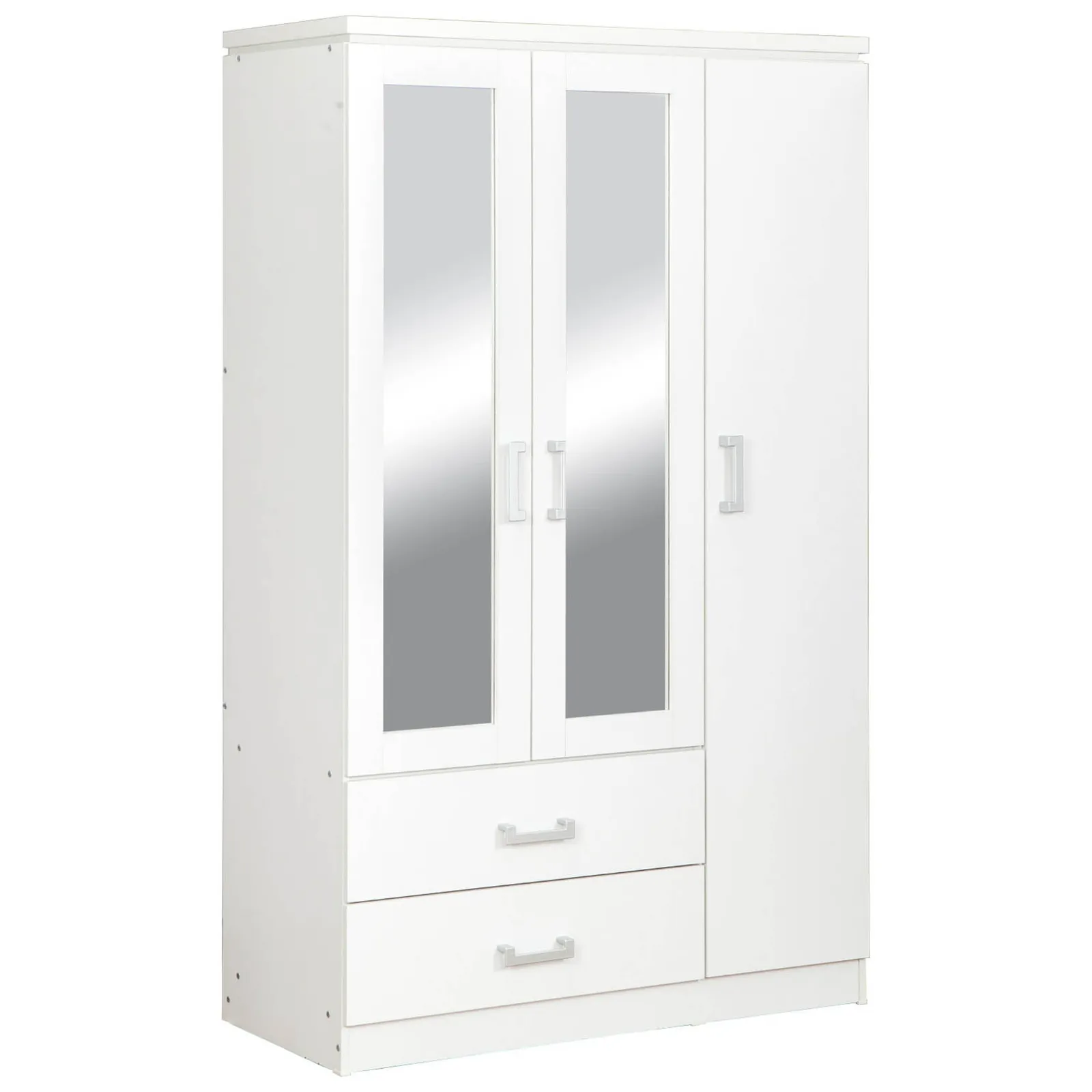 Charles 3 Door Mirrored Wardrobe White