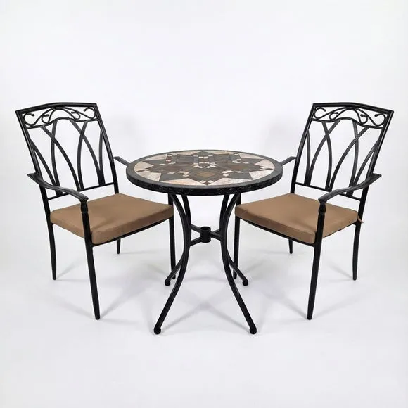 Dallas 76cm Bistro Table Set with 2 Austin Chairs 2