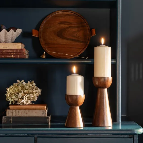 Harvey Walnut Wooden Round Candle Tray 6