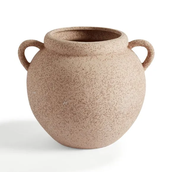 Wide Stone Vase with Handles 3