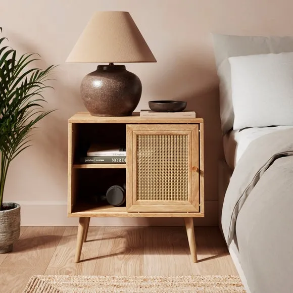 Jordyn Wide Bedside Table, Mango Wood Effect 2