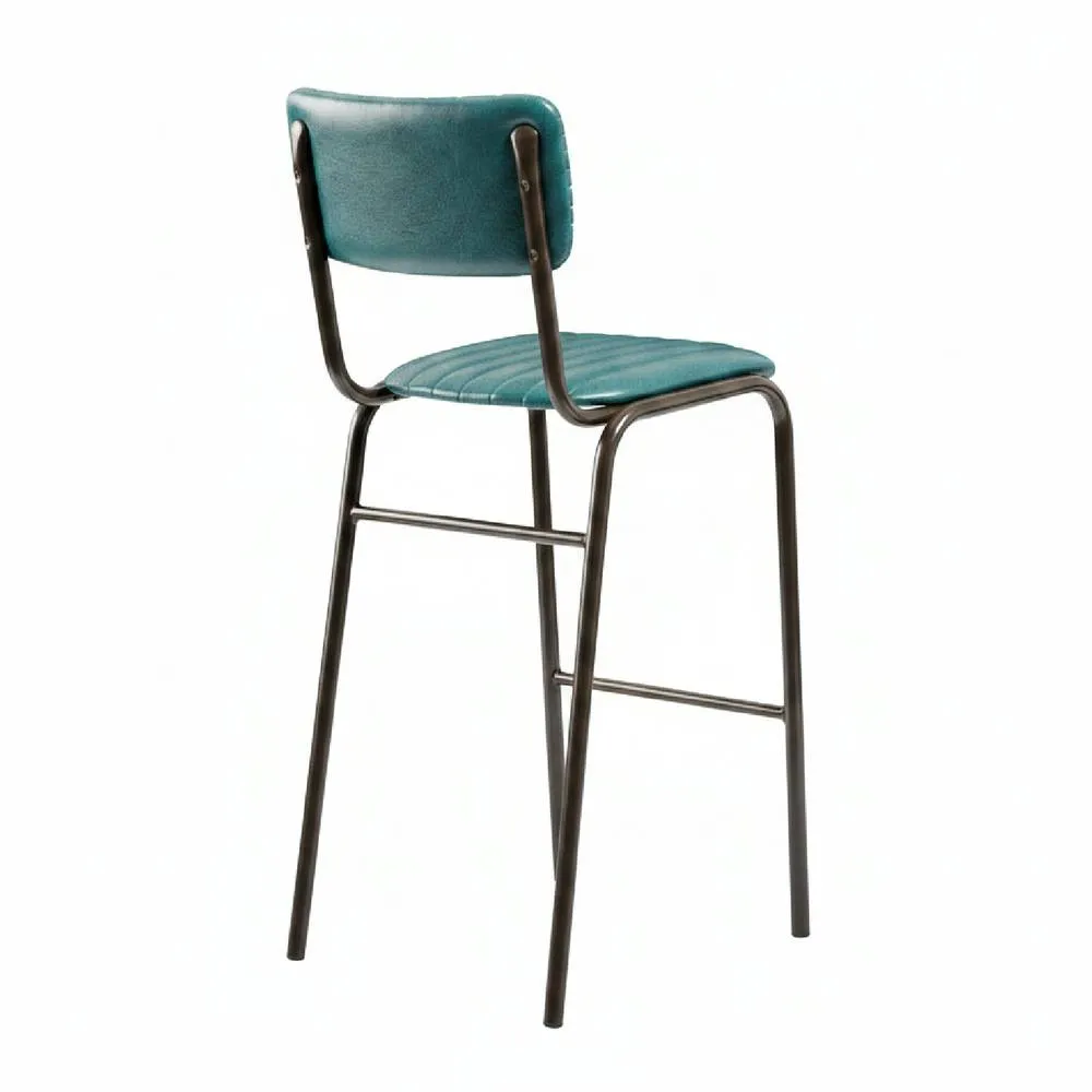 netfurniture Richmond Padded Industrial Style Bar Stool in Teal