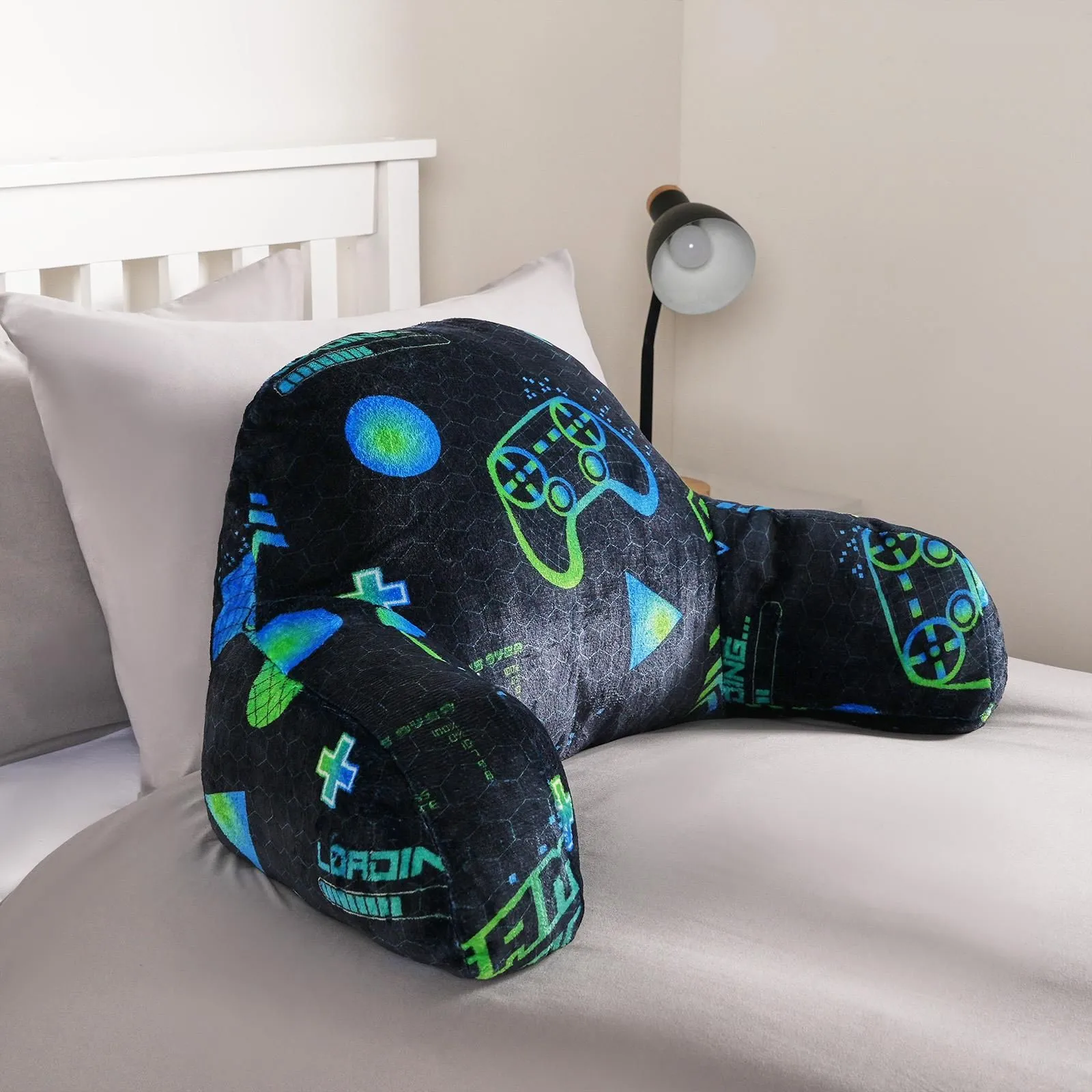 OHS Gaming Cushion Bed Pillow Reading Gamer Support Arms Lumbar Chair in Green