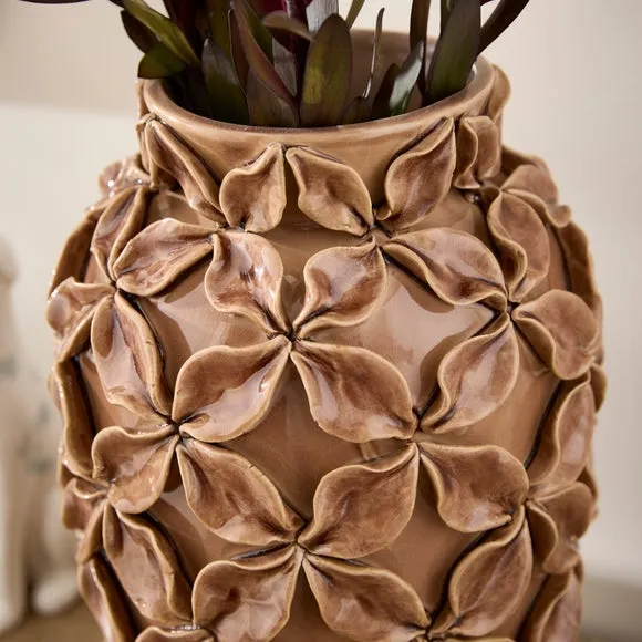 Leaf Textured Reactive Glaze Vase 2