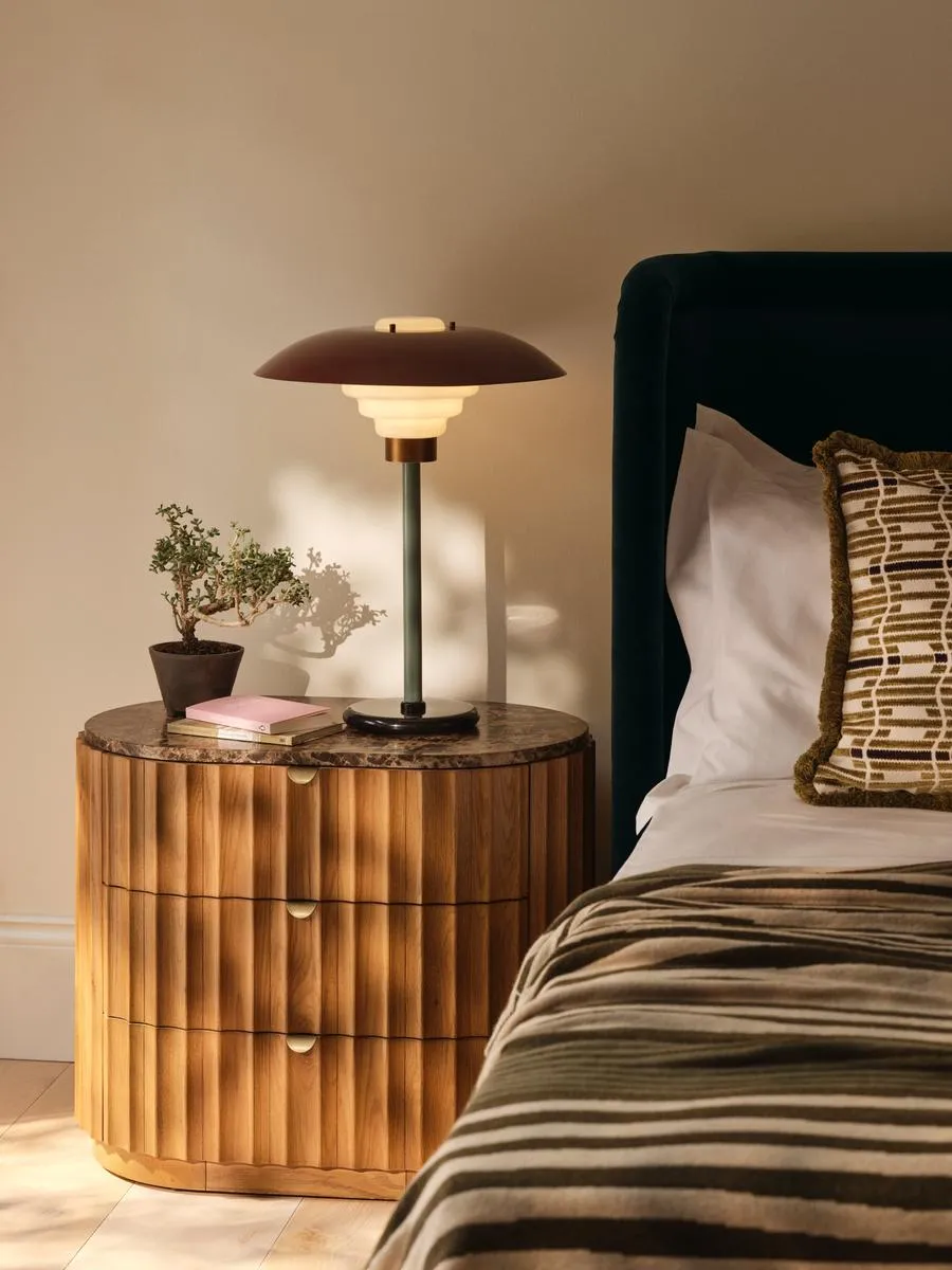 Railton Bedside Table, Dark Emperador Marble, Large