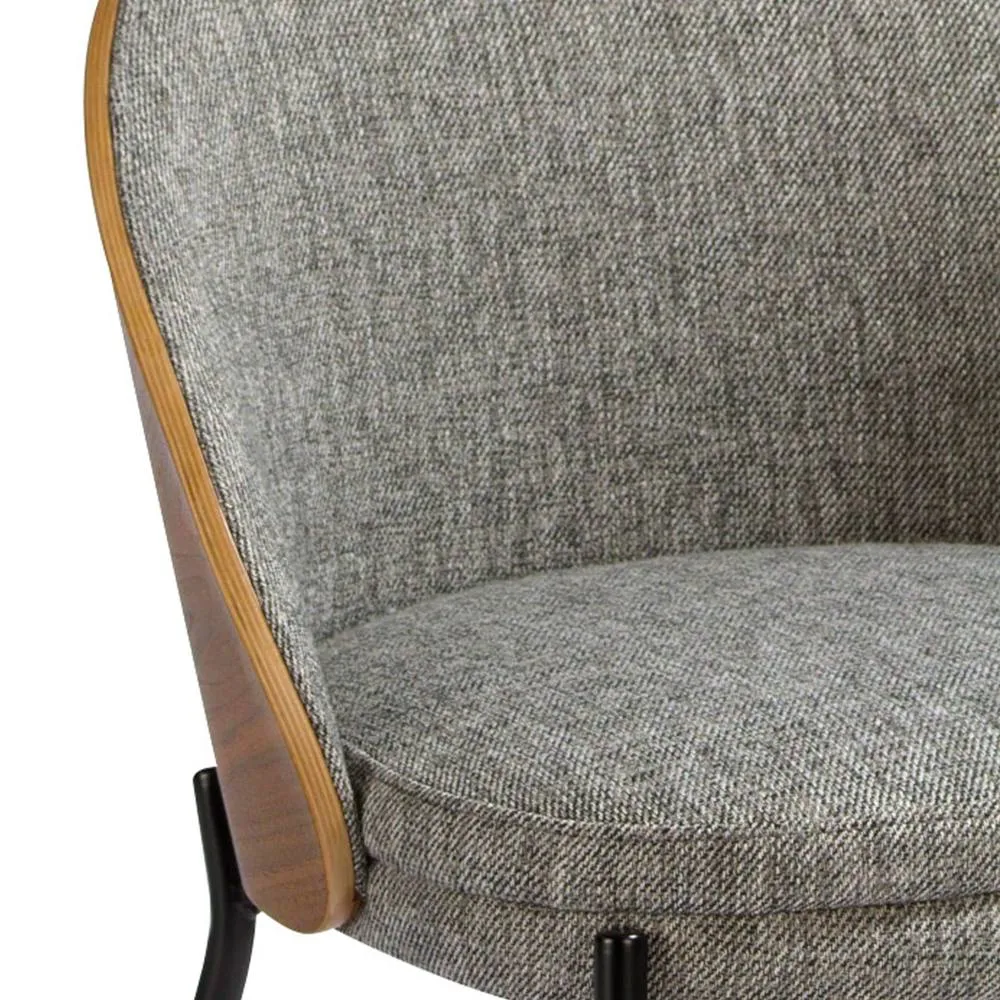 Angel Cerda Grey Fabric Dining Chair with Walnut Veneer & Black 5