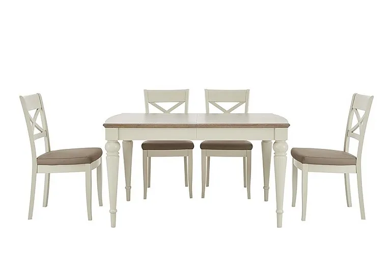 Annecy Extending Dining Table with 4 Faux NC Leather Cross Back Chairs