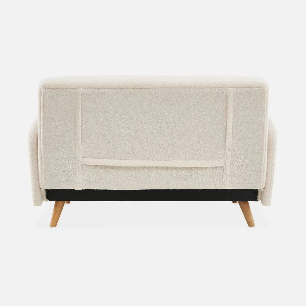 sweeek 2-seater Scandinavian Convertible Sofa With Boucle Fabric in Cream 3