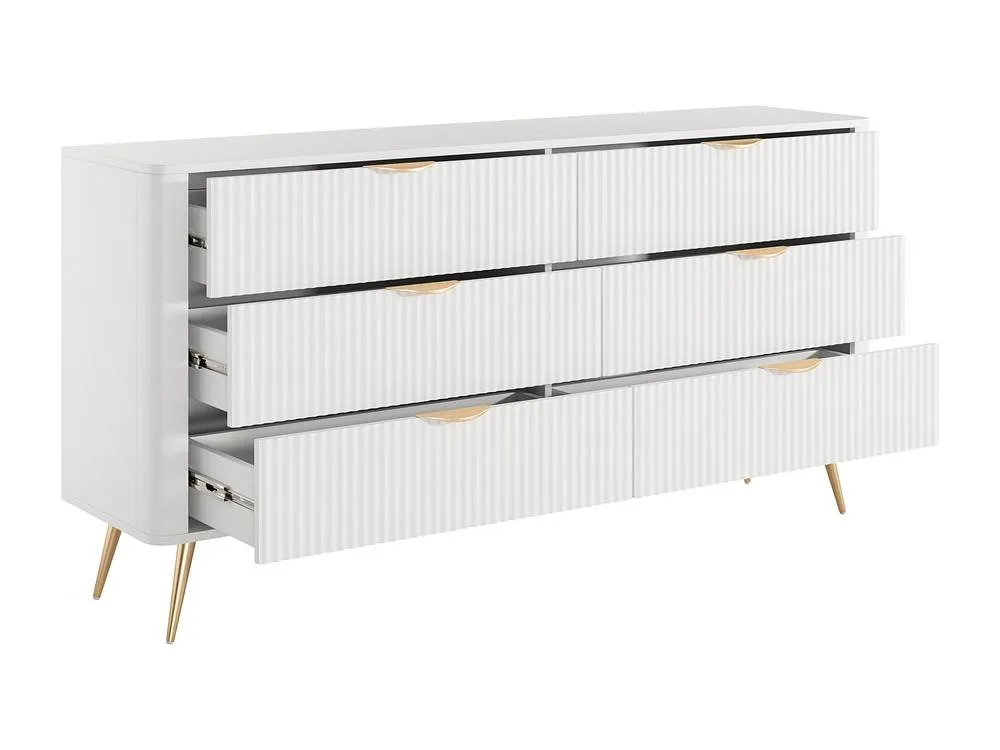 Vente-unique 6-Drawer Chest Of Drawers - White & Gold - ELONARIA 6