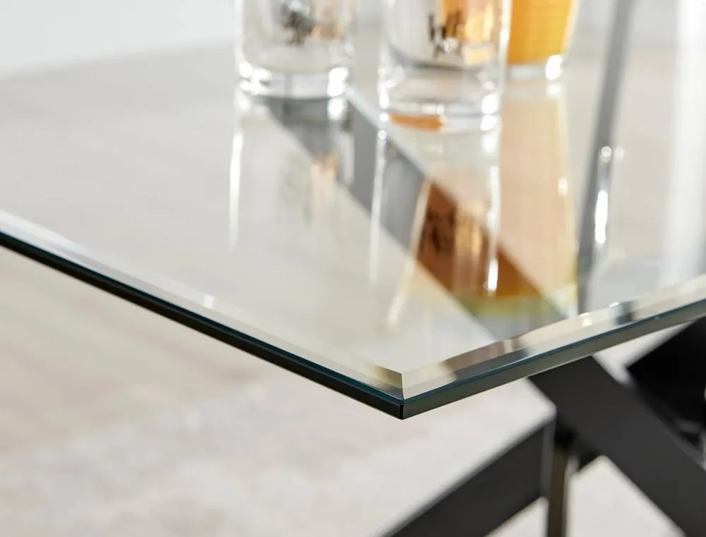 FurnitureboxUK Leonardo Black Leg Glass Table & 4 Black Corona Black Leg Chairs 4