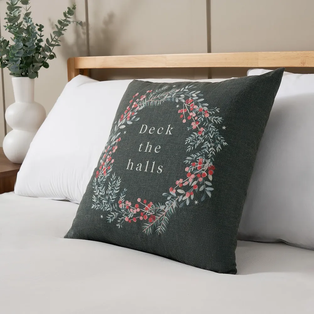 Deck The Halls Cushion, Green