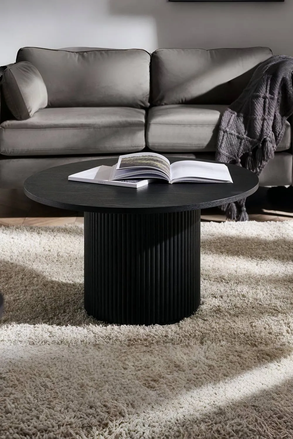 Julian Bowen Louis Fluted Round Coffee Table in Black
