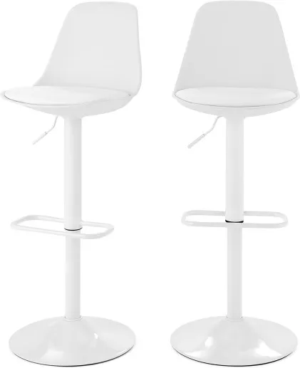 Set of 2 Zadie Adjustable Barstools, White