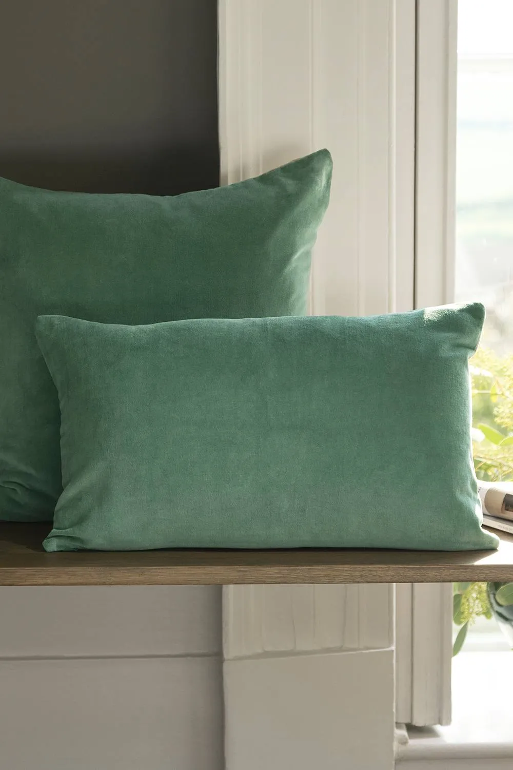CHRISTY Luxury Filled Velvet 'Jaipur' Square Cushions in Jade 2