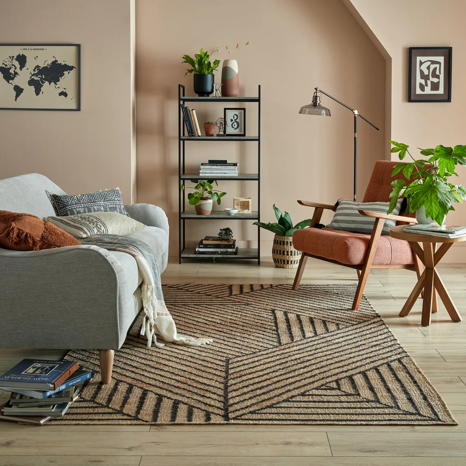 Reed Jute Rug Black and Brown