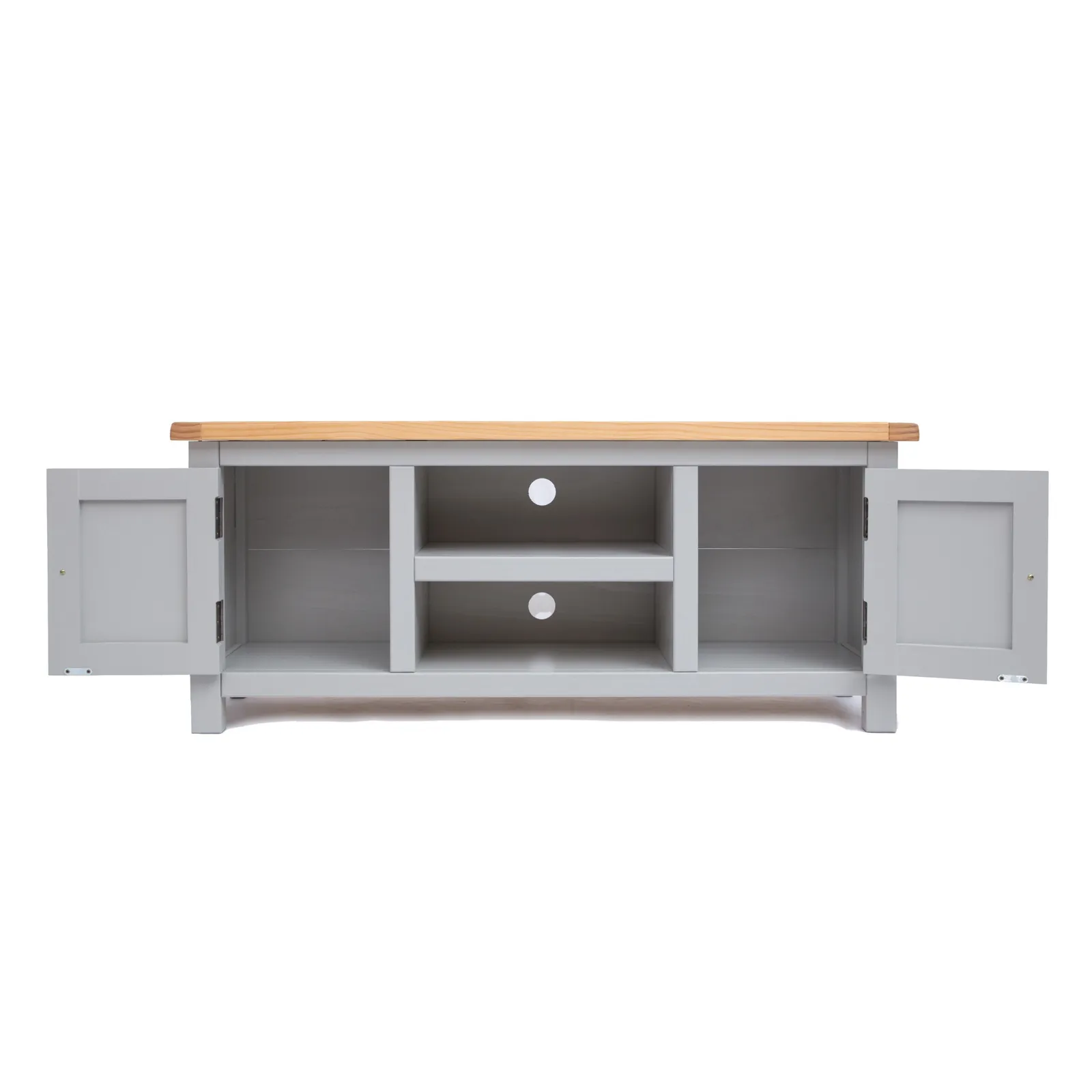 Cabinet Bits Argenta Light Grey 2 Door TV Cabinet Chrome Knob 4