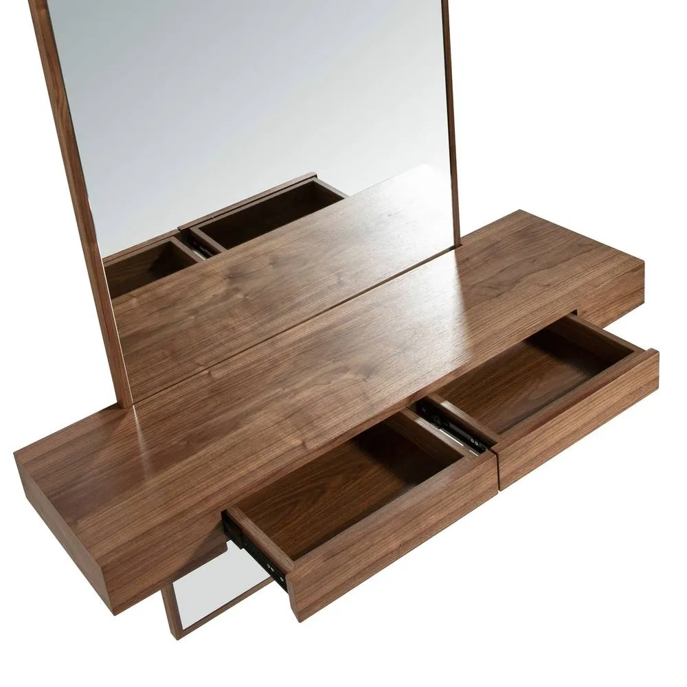 Angel Cerda Walnut Veneer Rectangular Wall Mirror 120x35x180 cm 5